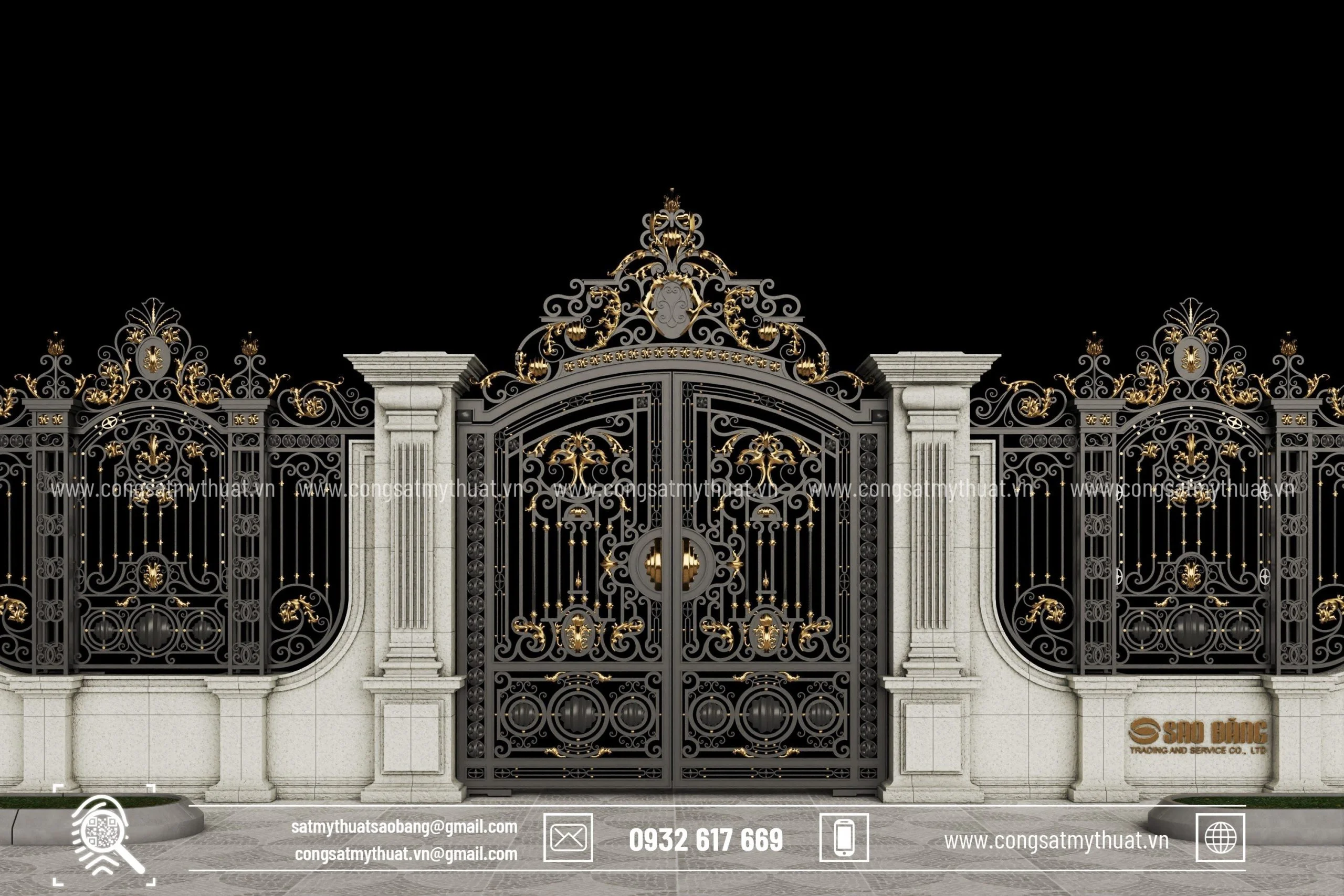 Cổng sắt mỹ thuật CSSB 0018 đẹp 