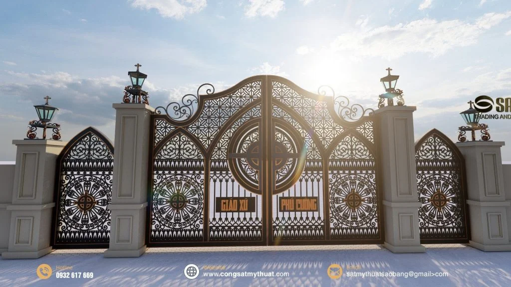 Cổng sắt mỹ thuật nhà thờ công giáo CSNT 0005