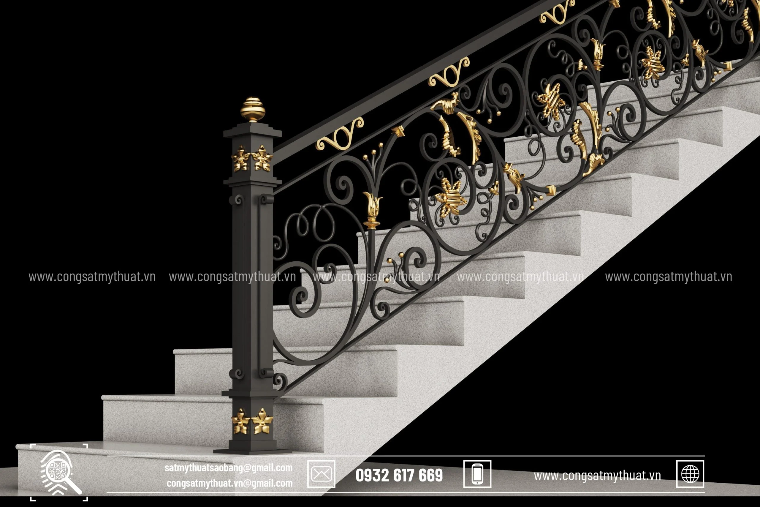 Cầu thang sắt mỹ thuật CTSB 0005