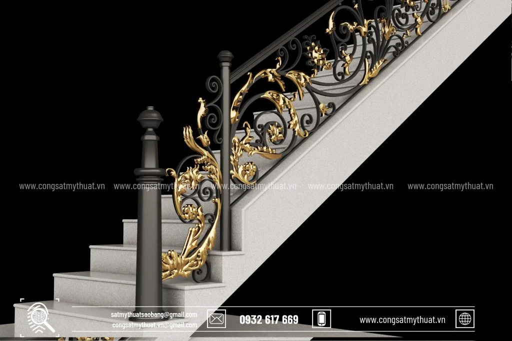 Lan can cầu thang sắt nghệ thuật