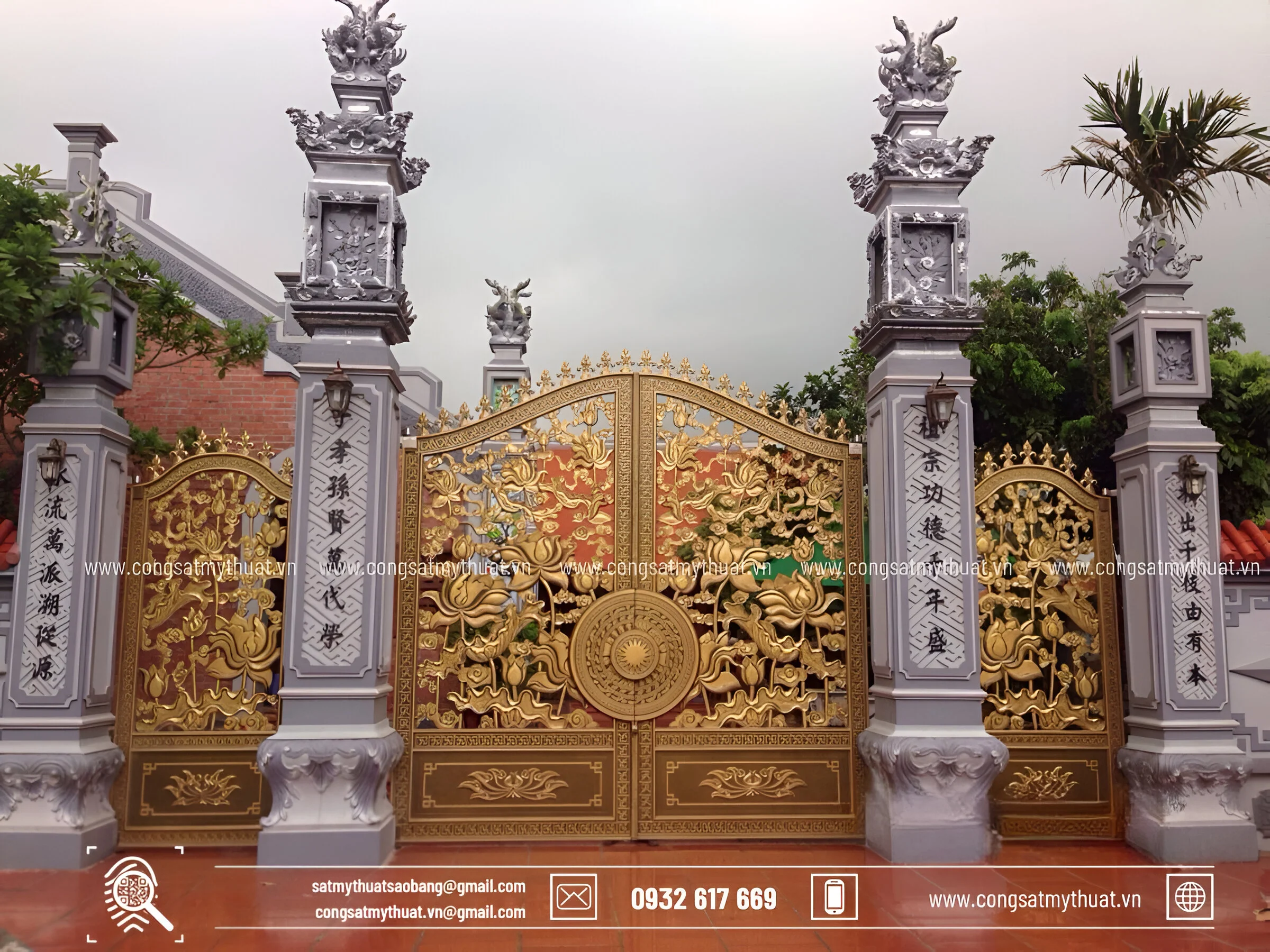 52+ Mẫu cổng chùa đẹp nhất Việt Nam thời thượng nhất 2025 Cổng chùa nghệ thuật bằng nhôm đúc