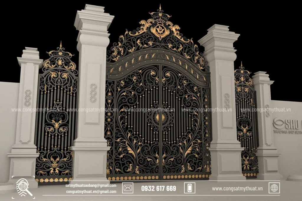 Những mẫu cổng biệt thự đẹp bằng sắt mỹ thuật