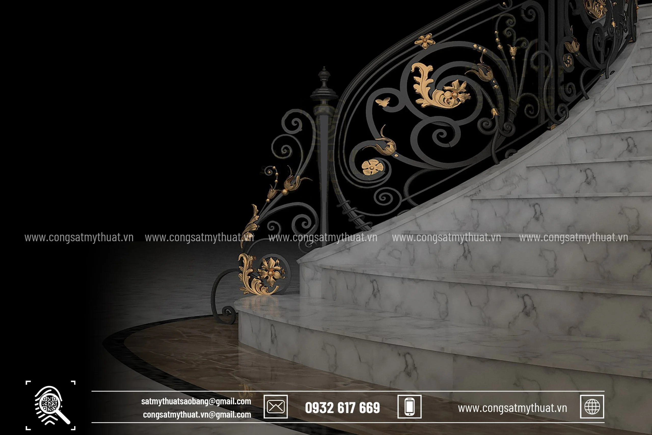 Cầu thang sắt mỹ thuật CTSB-0003 nhẹ nhàng, tinh xảo cau-thang-sat-my-thuat-ctsb-0003