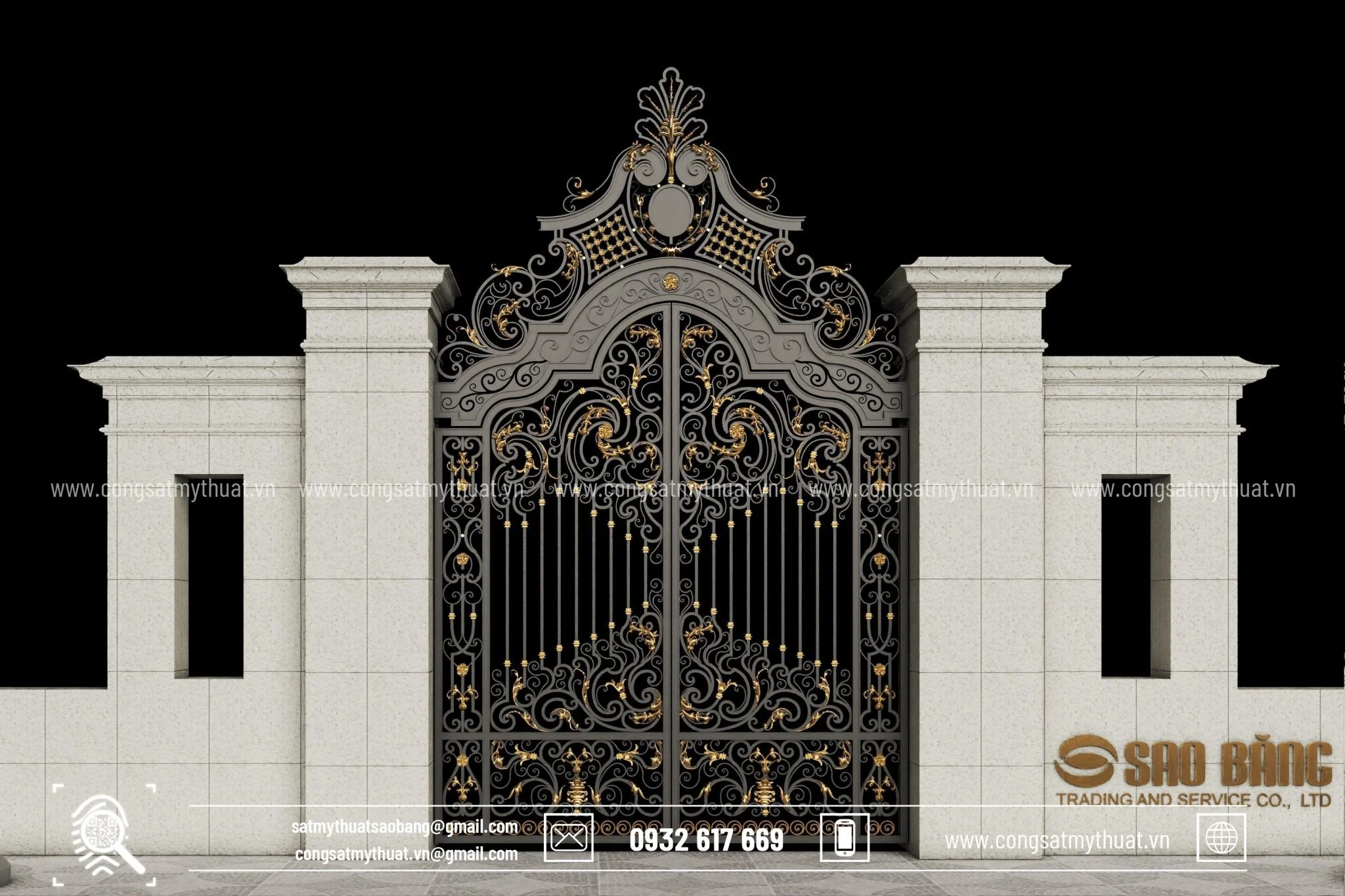 Cổng mỹ thuật CSSB-0011 cho nhà phố đẹp cong-my-thuat-cssb-0011-2