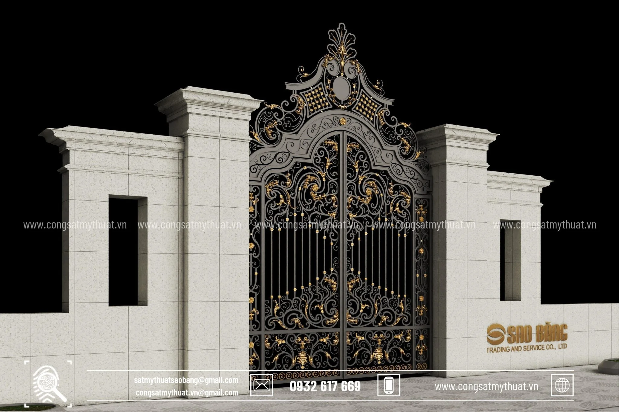 Cổng mỹ thuật CSSB-0011 cho nhà phố đẹp cong-my-thuat-cssb-0011