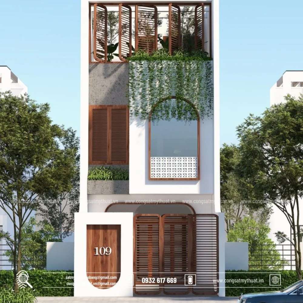 Cổng nhà phố 5m hiện đại, thời thượng