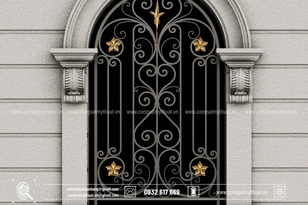 Mẫu hoa sắt cửa sổ nghệ thuật tinh tế