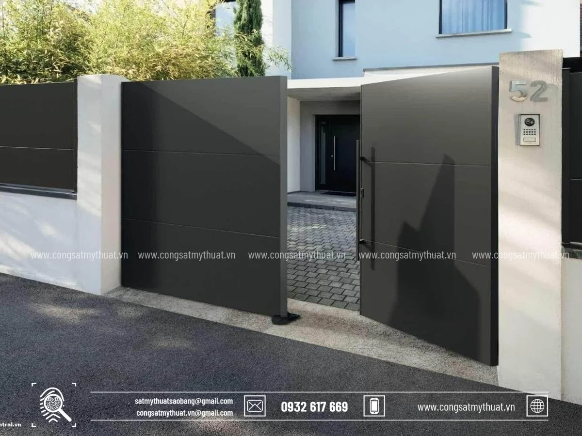 Thiết kế mẫu cổng nhà ống 5m hiện đại