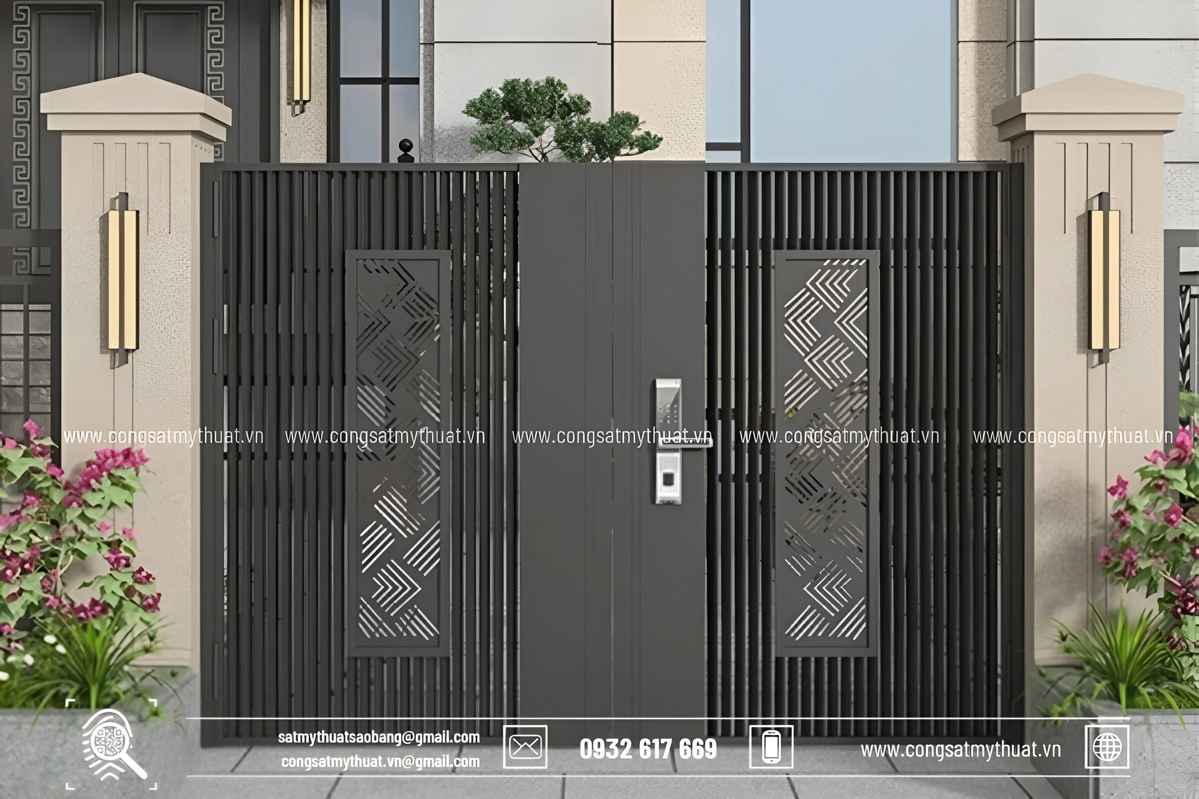 Kích thước cổng sắt 2 cánh theo phong thủy chuẩn nhất 2023 Cổng sắt hộp 2 cánh
