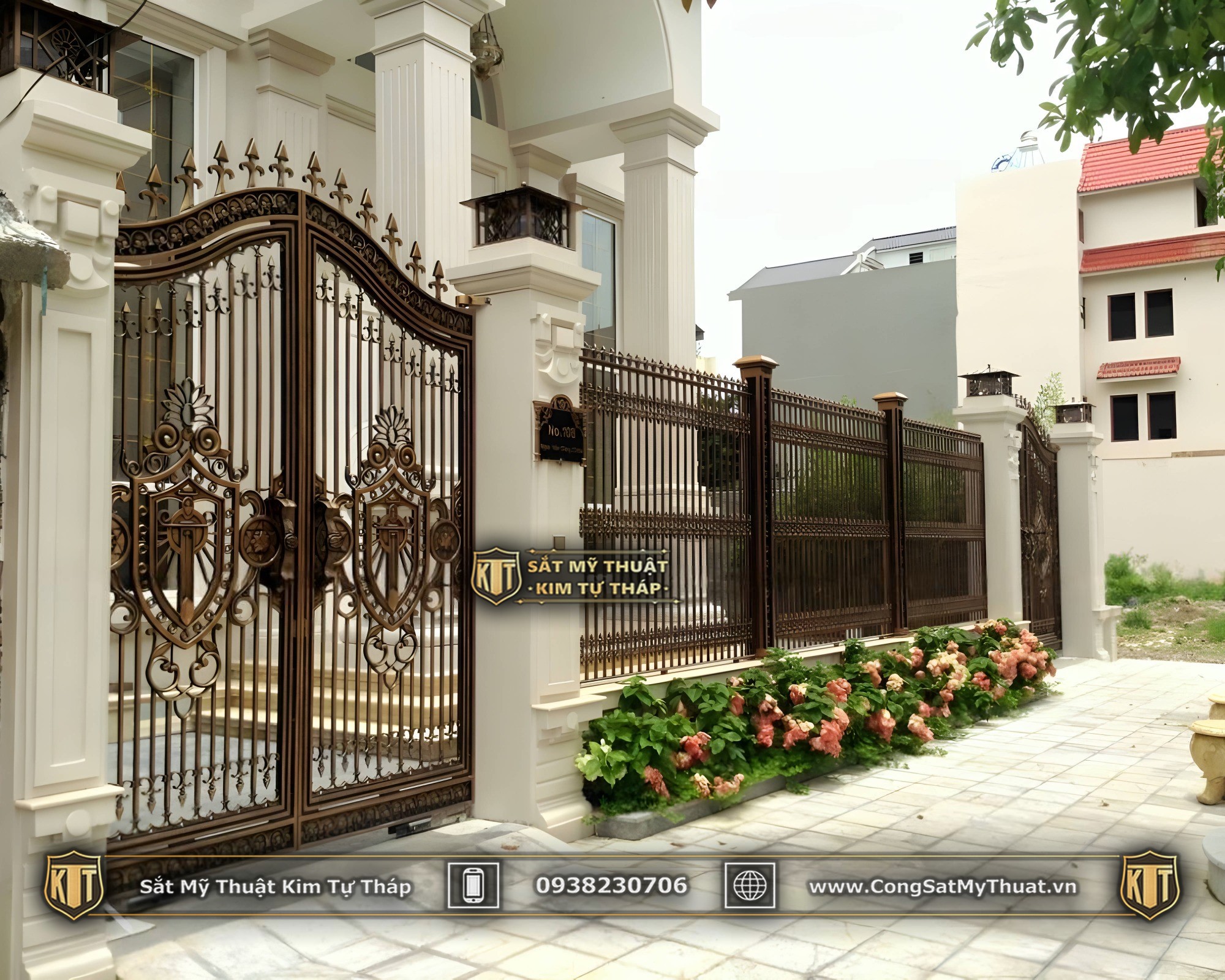 101+ Mẫu hàng rào biệt thự đẹp lộng lẫy xa hoa nhất (2025) cong-sat-biet-thu-2