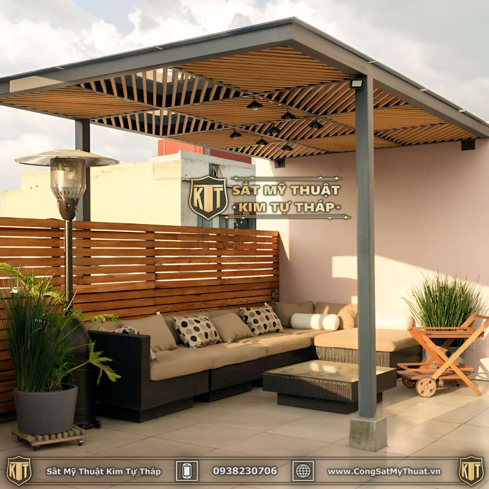 Lam sắt trang trí mái hiên 