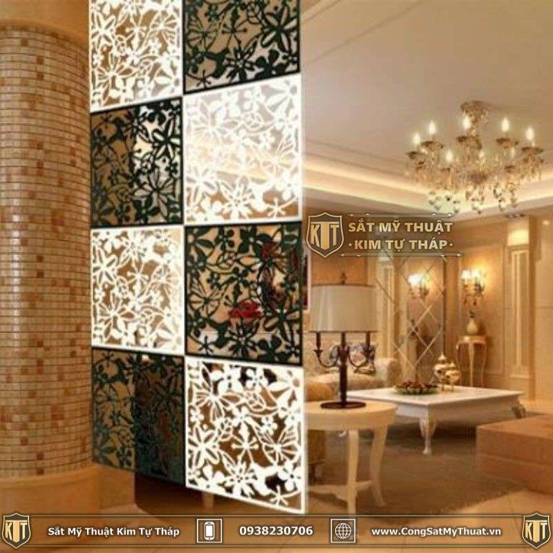 Mẫu vách ngăn bằng sắt đẹp phòng thờ 