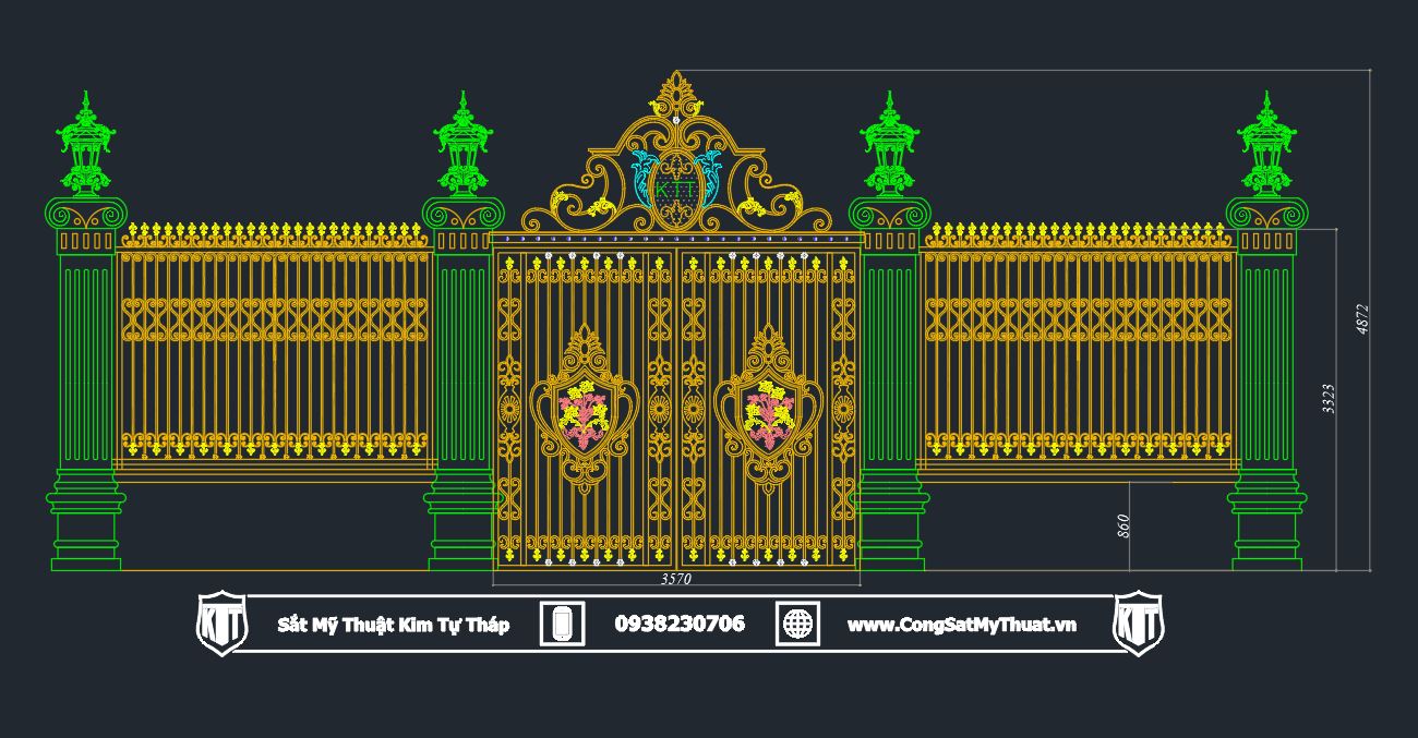 101+ Mẫu hàng rào biệt thự đẹp lộng lẫy xa hoa nhất (2025) cad cong (17)