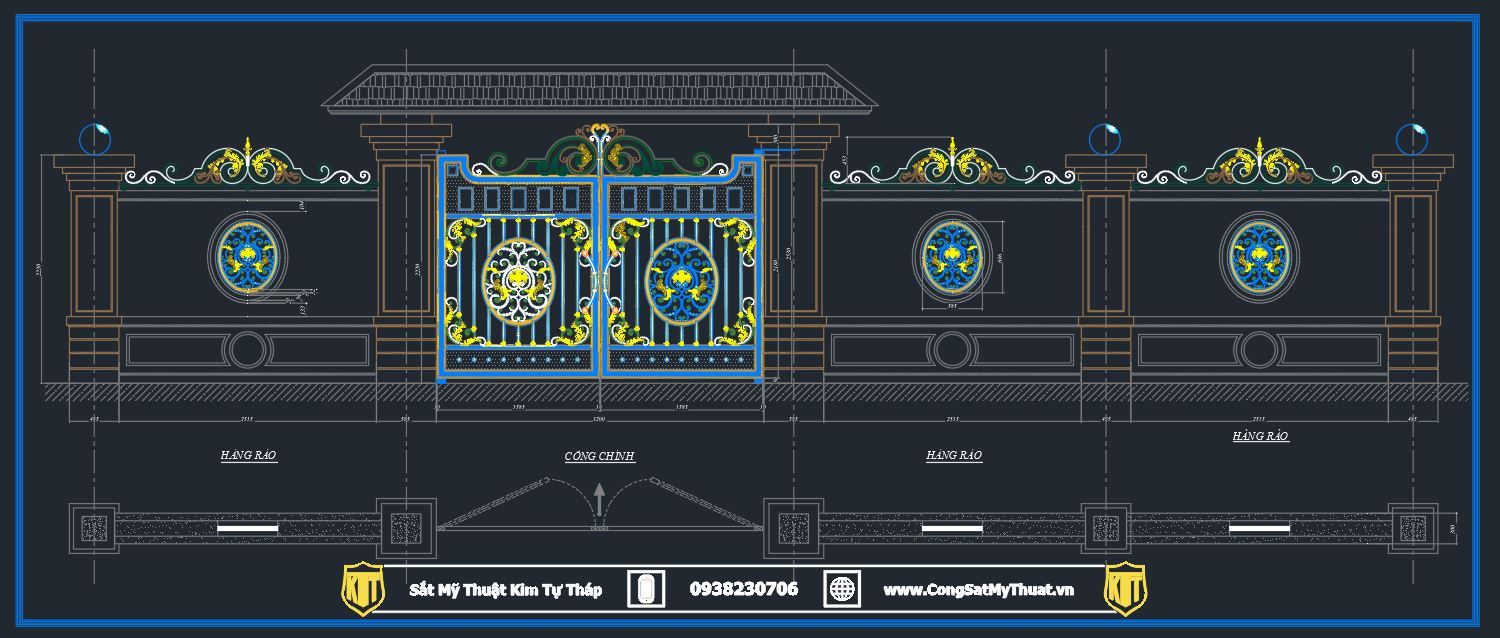 101+ Mẫu hàng rào biệt thự đẹp lộng lẫy xa hoa nhất (2025) cad rao 3