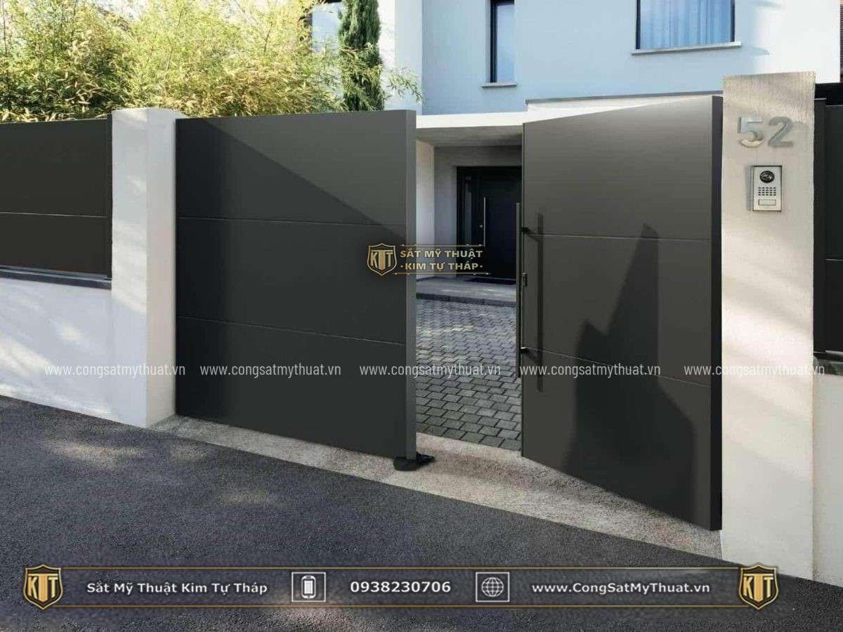 Thiết kế mẫu cổng nhà ống 5m hiện đại 