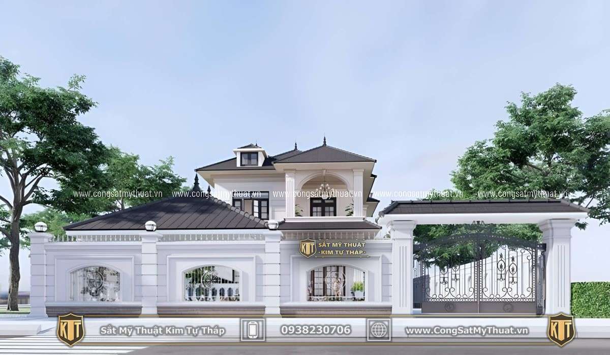 101+ Mẫu hàng rào biệt thự đẹp lộng lẫy xa hoa nhất (2025) cong-biet-thu-don-gian