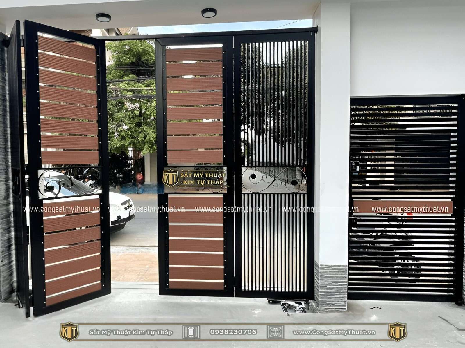 52+ Mẫu Cổng sắt xếp trượt hiện đại đẹp sang nhất (2025) cửa cổng xếp sắt kéo tay