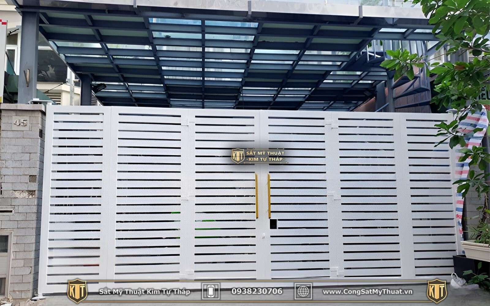 52+ Mẫu cổng sắt 6 cánh đẹp nghệ thuật đơn giản & hiện đại cong-sat-hop-6-canh