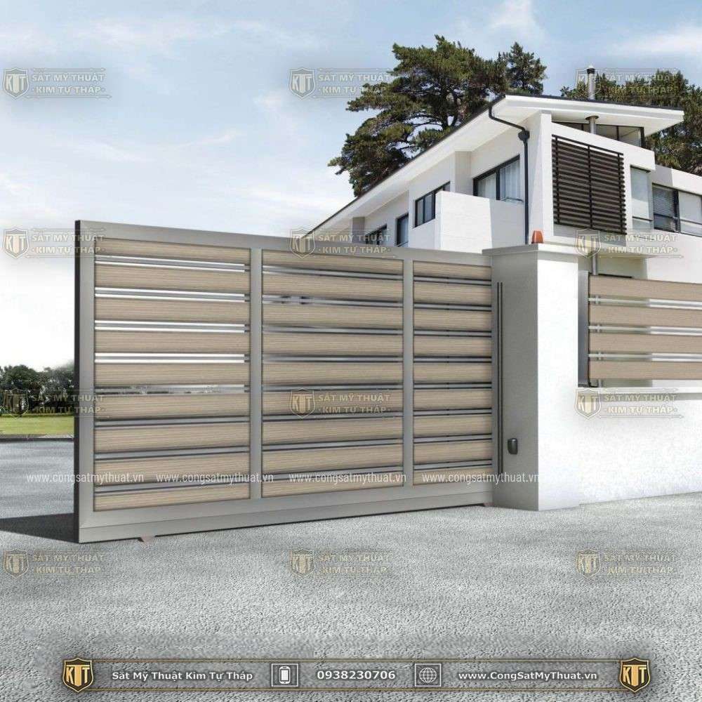 52+ Mẫu Cổng sắt xếp trượt hiện đại đẹp sang nhất (2025) cổng sắt trượt ngang tự động
