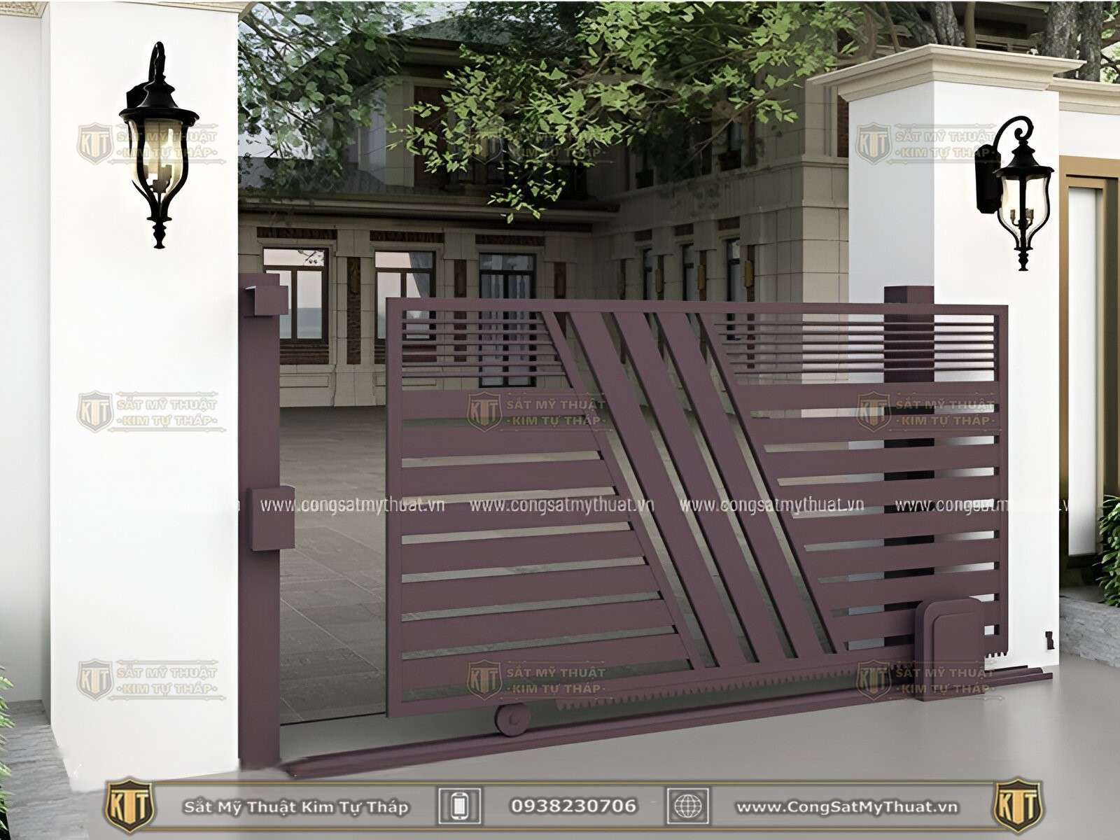 52+ Mẫu Cổng sắt xếp trượt hiện đại đẹp sang nhất (2025) Cổng sắt trượt tự động