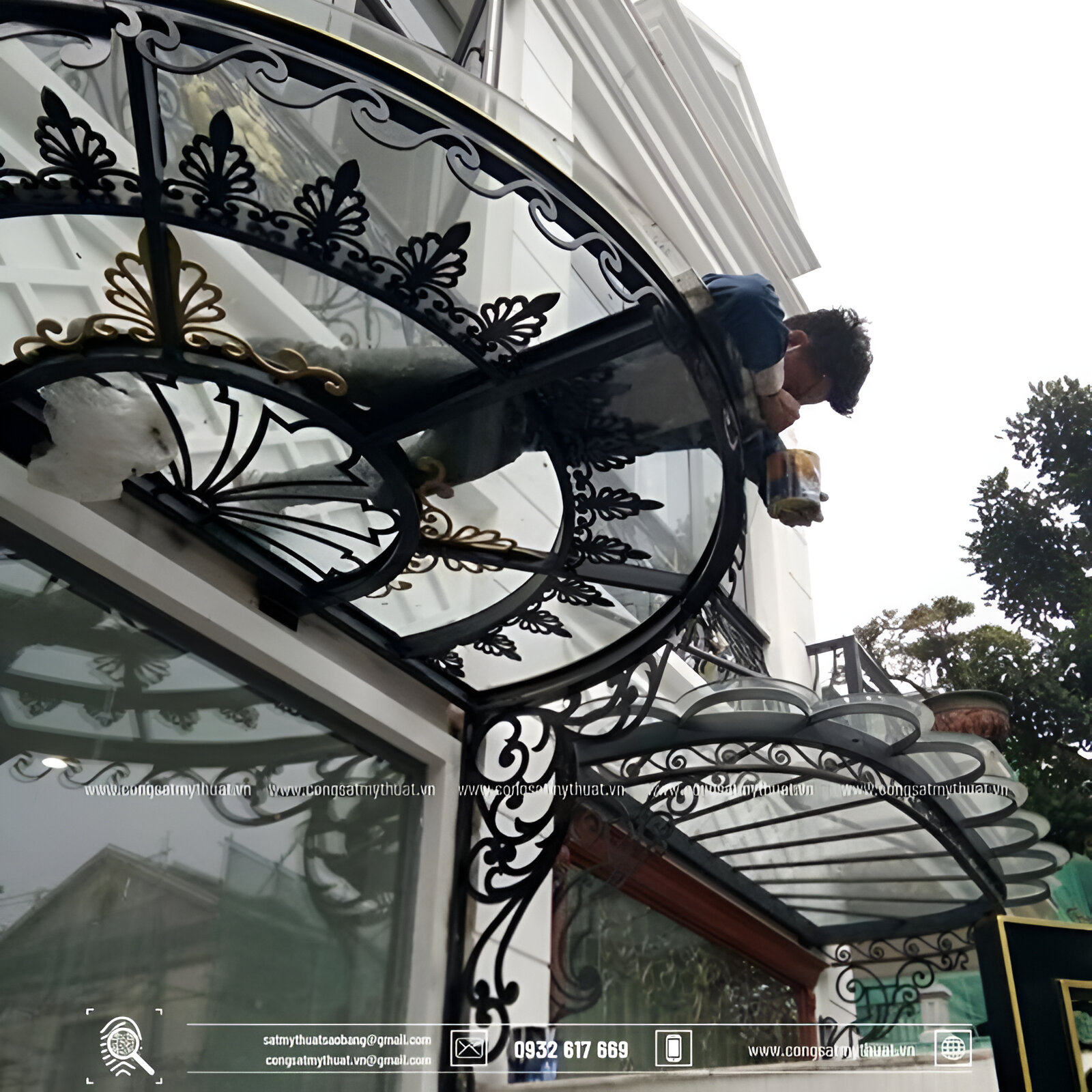 100+ Mẫu mái kính biệt thự nhà phố sắt mỹ thuật cường lực đẹp bền nhất hiện nay mái sảnh sắt nghệ thuật