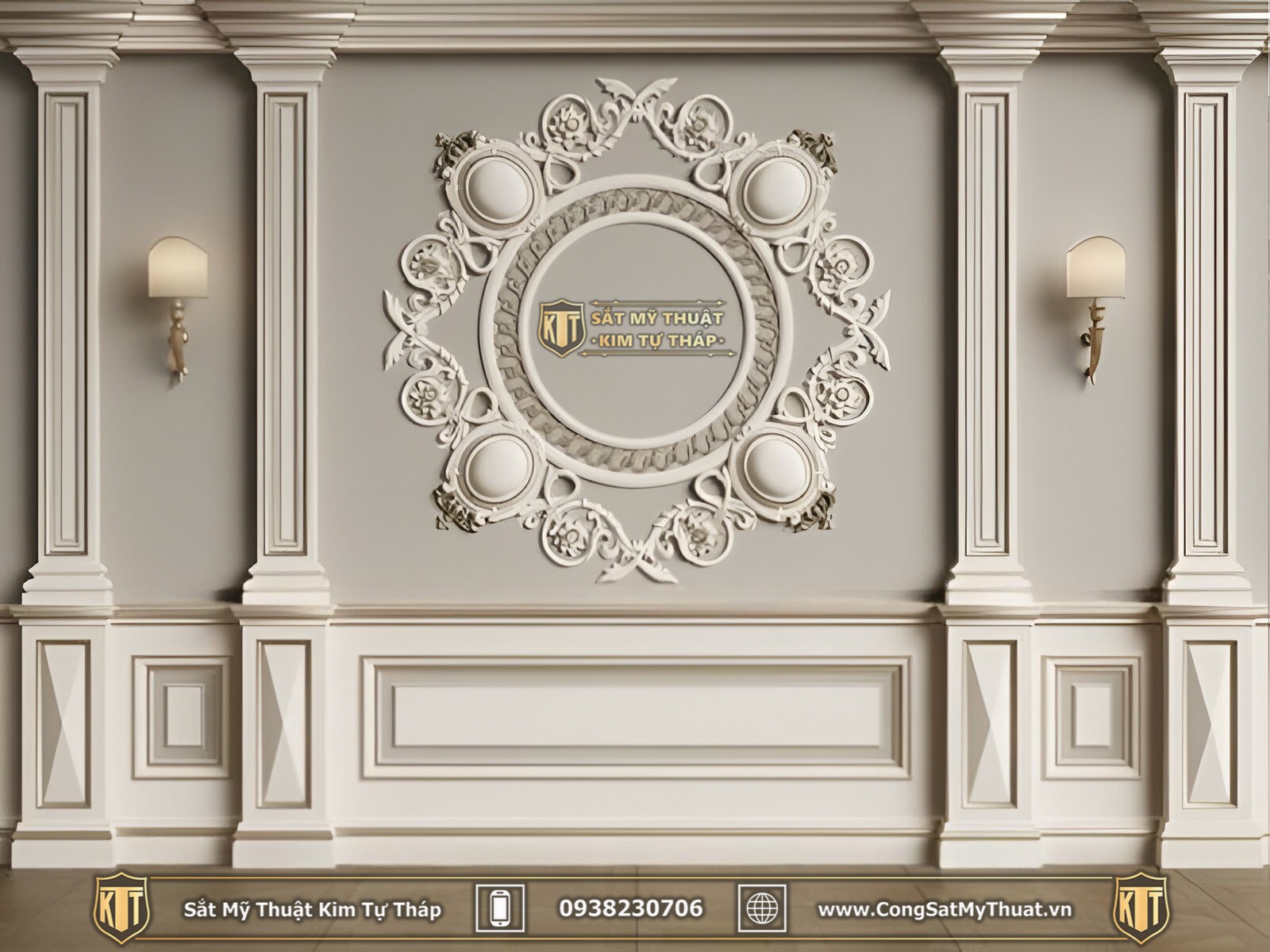 phào chỉ biệt thự lưng tường 