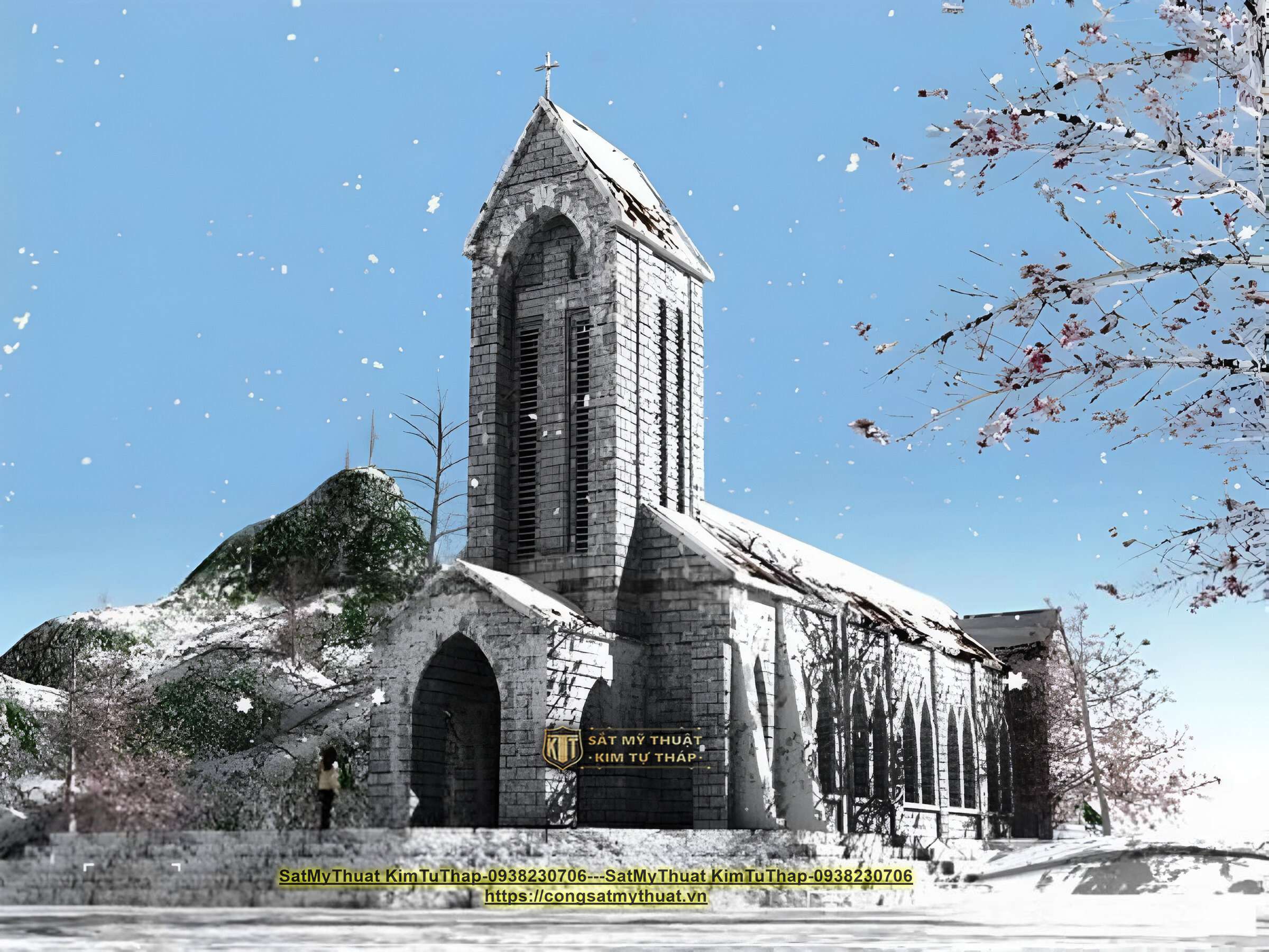 101+ Mẫu cổng nhà thờ công giáo đẹp sang trọng mới nhất 2025 Mẫu cổng sắt nhà thờ đẹp bằng đá thường thấy ở những công trình nhà thờ cổ