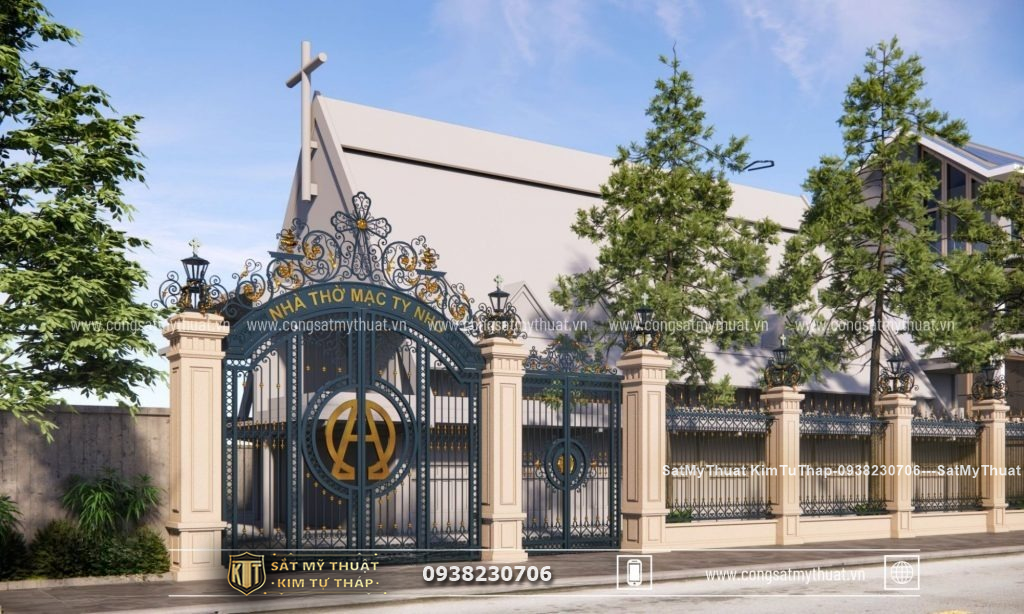 101+ Mẫu cổng nhà thờ công giáo đẹp sang trọng mới nhất 2025 Một bộ cổng nhà thờ sau khi hoàn thiện.