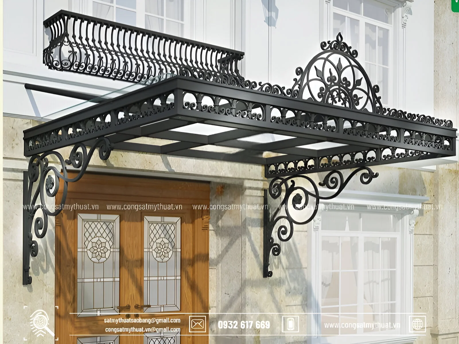 mái kính sắt mỹ thuật