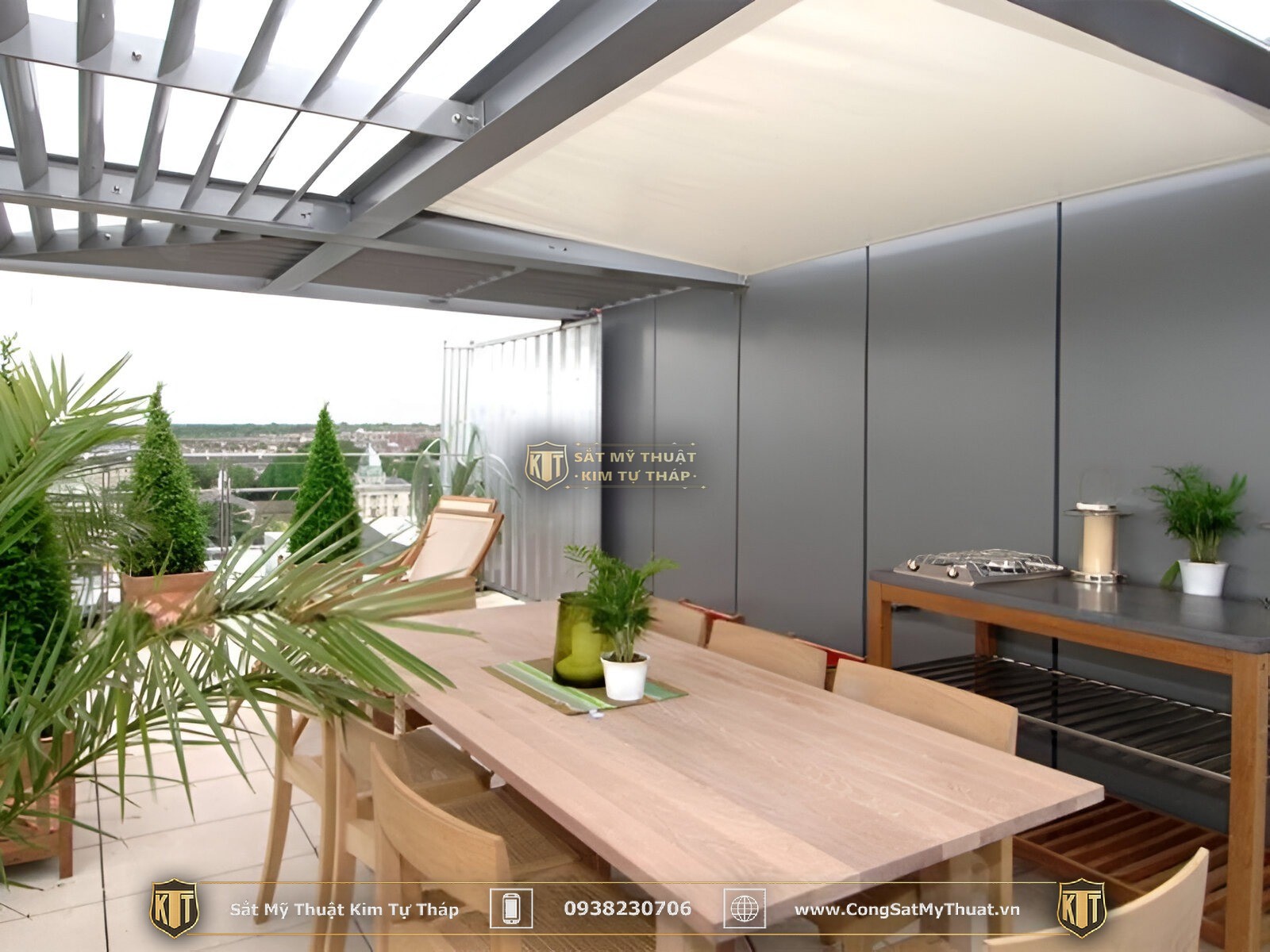 mái kính sân thượng 