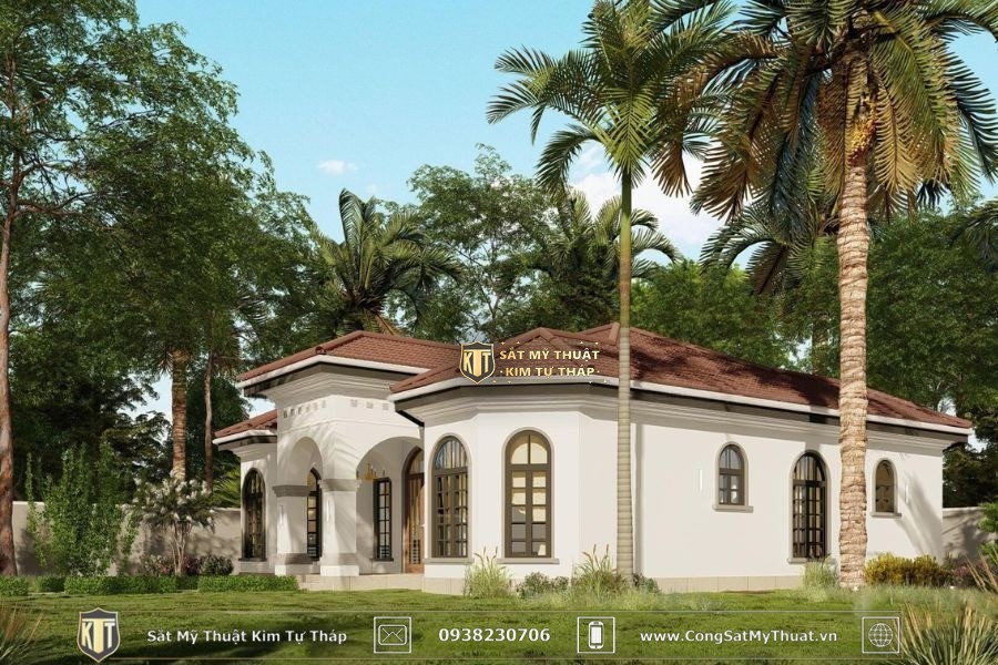 50+ Mẫu biệt thự 1 tầng kiểu Châu Âu được ưa chuộng nhất 2025 biệt thự 1 tầng phong cách Địa trung hải