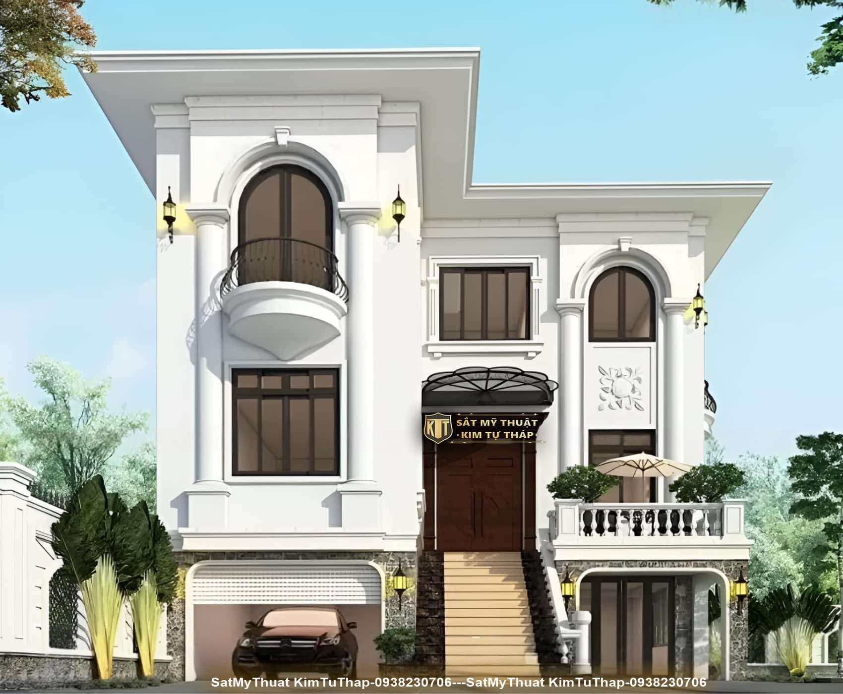 Biệt thự 2 tầng có tầng hầm tân cổ