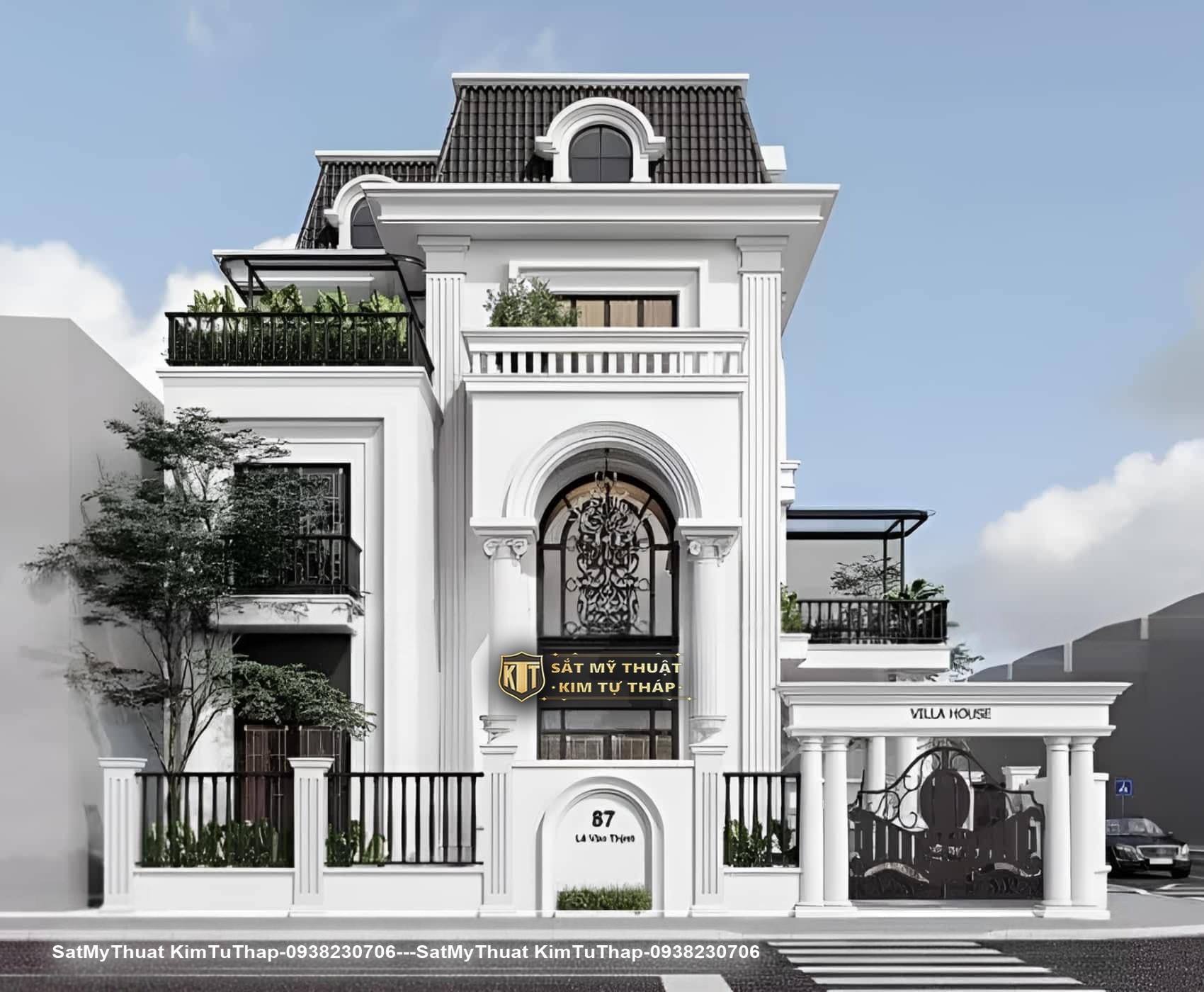 Biệt thự 2 tầng mái Mansard đẹp