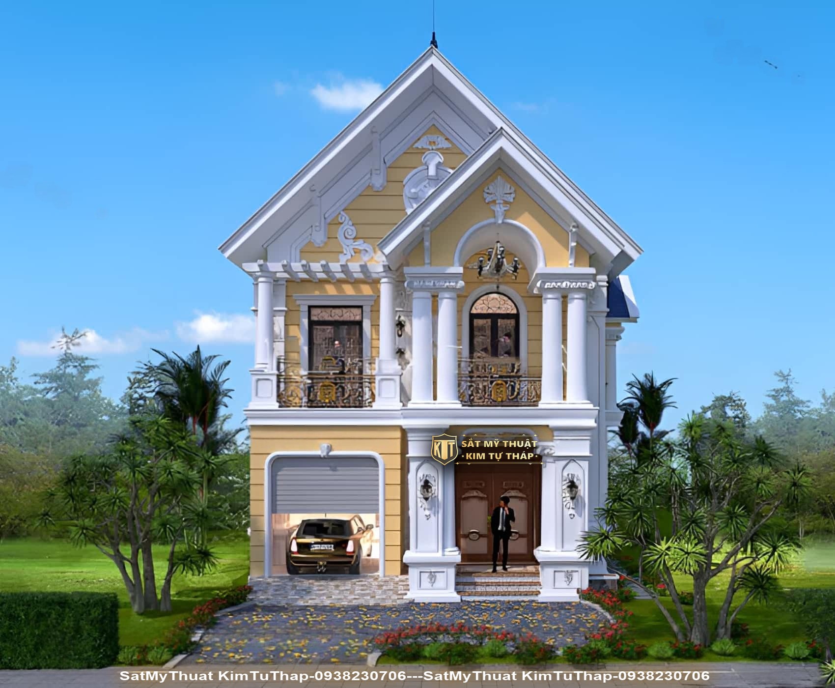 Biệt thự 2 tầng mini kiểu Pháp đẹp cổ điển