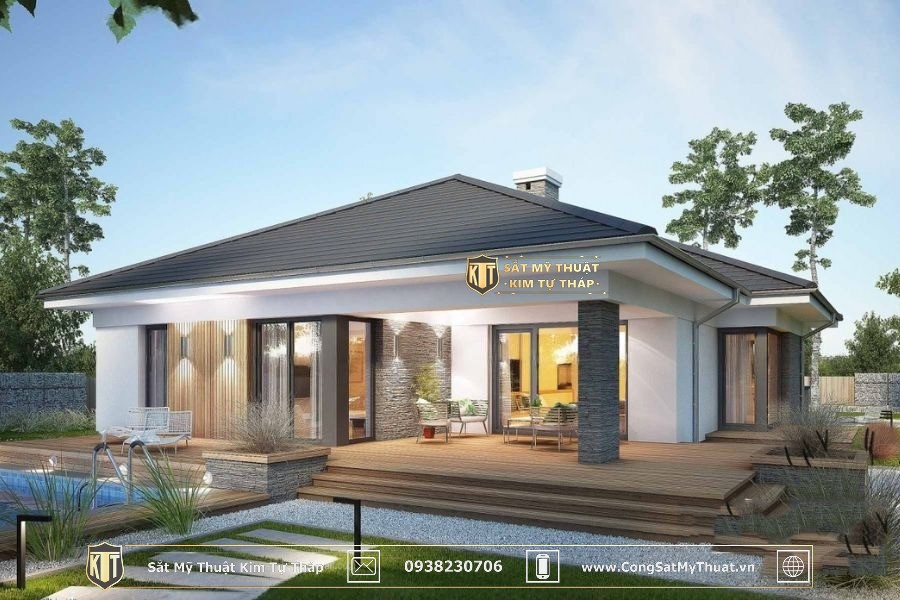 50+ Mẫu biệt thự 1 tầng kiểu Châu Âu được ưa chuộng nhất 2025 biệt thự 1 tầng phong cách Châu Âu