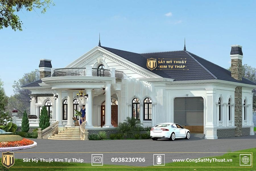 biệt thự 1 tầng kiểu Châu Âu đẹp