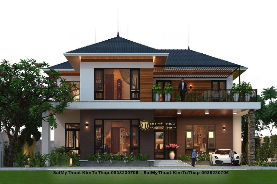 152+ Mẫu biệt thự 2 tầng mái Thái đẹp ưa chuộng nhất (2025) nhà biệt thự mái thái 2 tầng