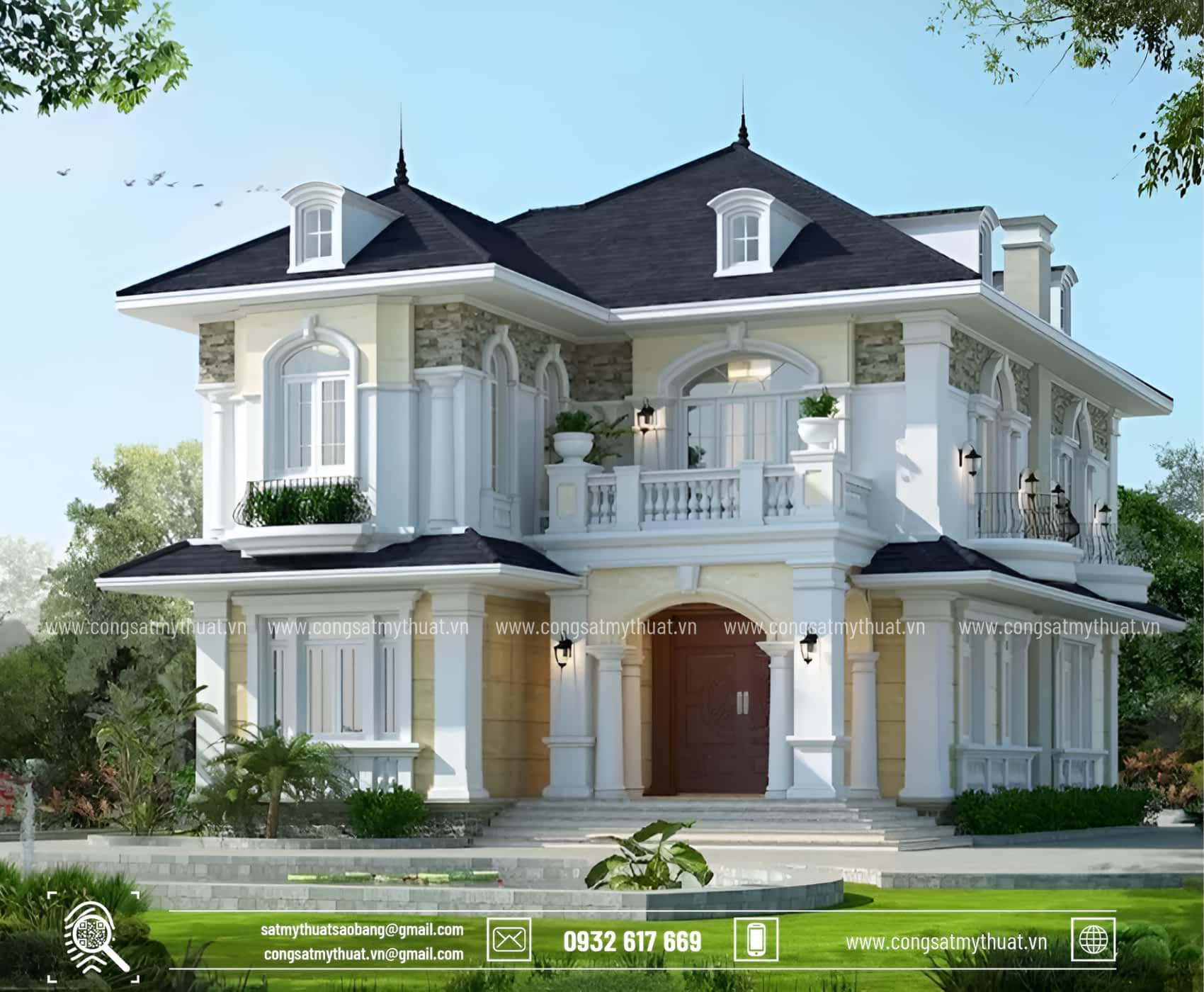 102+ Mẫu biệt thự tân cổ điển 2 tầng 1 tỷ thời thượng nhất 2025 Biệt thự sân vườn tân cổ đẹp