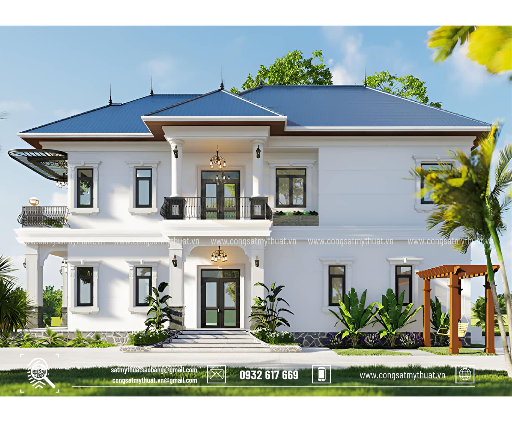 102+ Mẫu biệt thự tân cổ điển 2 tầng 1 tỷ thời thượng nhất 2025 Biệt thự sân vườn tân cổ tiện nghi