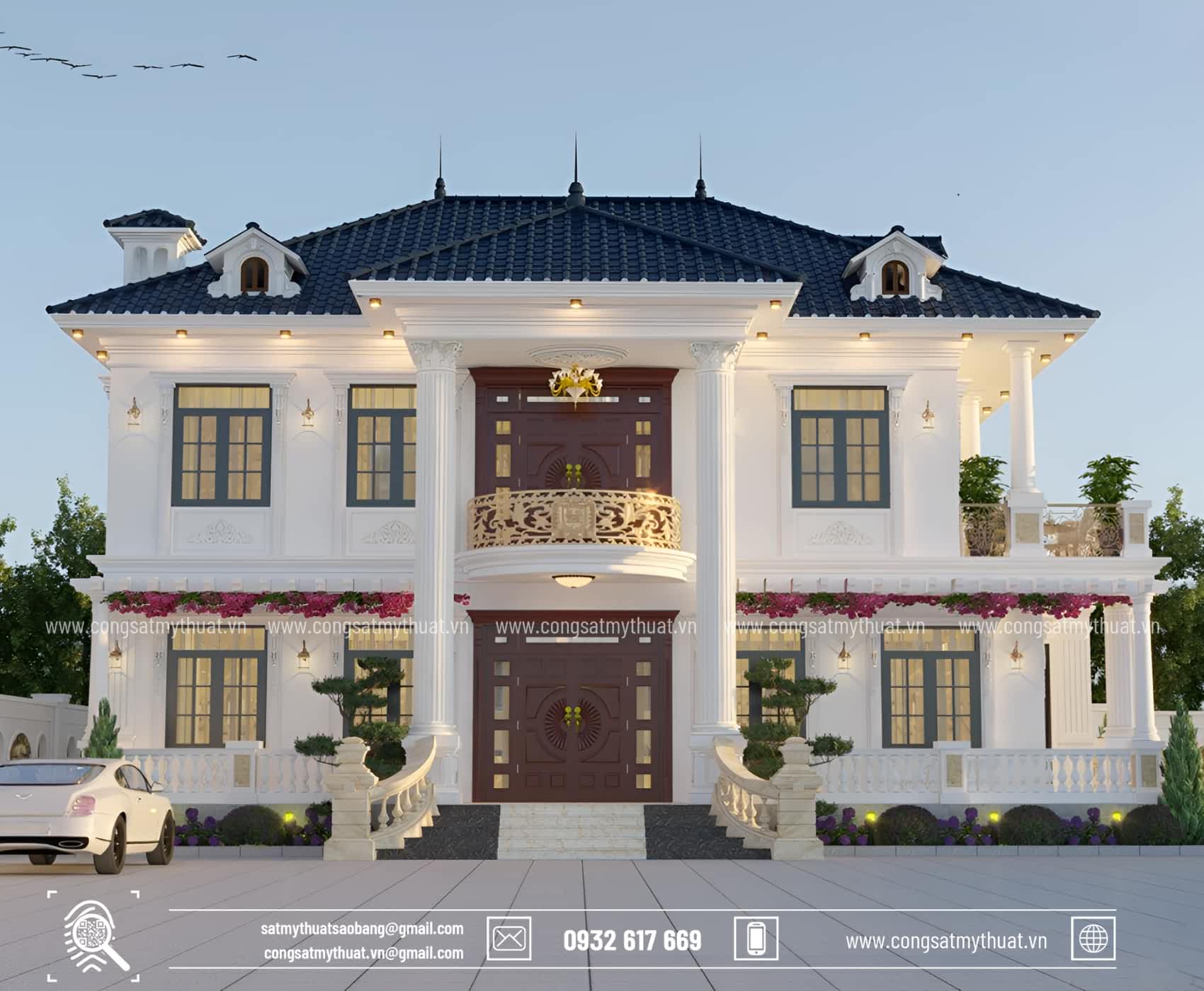 102+ Mẫu biệt thự tân cổ điển 2 tầng 1 tỷ thời thượng nhất 2025 Biệt thự tân cổ điển 2 tầng 1 tỷ mái Nhật lộng lẫy
