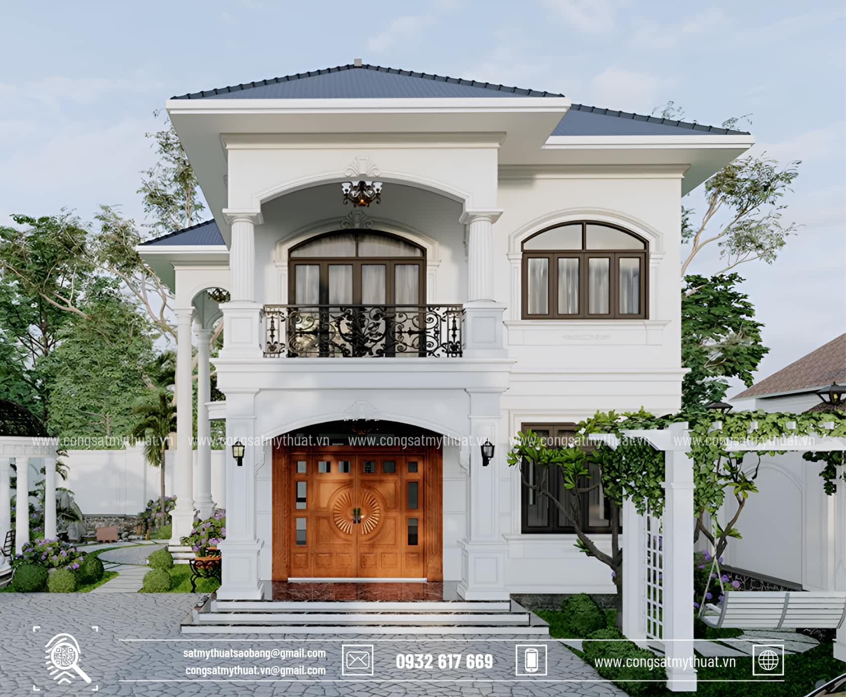 102+ Mẫu biệt thự tân cổ điển 2 tầng 1 tỷ thời thượng nhất 2025 Biệt thự tân cổ điển 2 tầng 1 tỷ mái Nhật