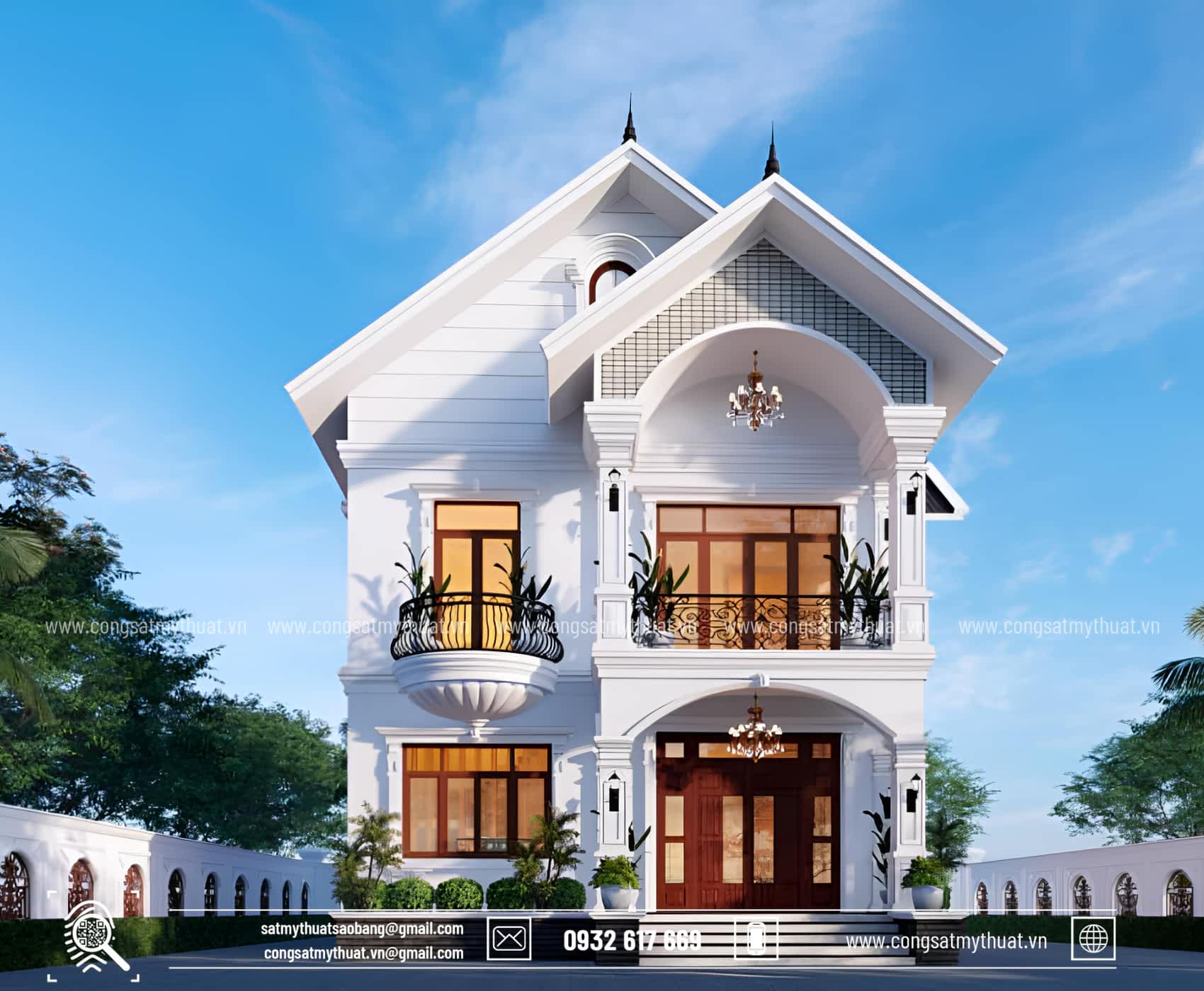 102+ Mẫu biệt thự tân cổ điển 2 tầng 1 tỷ thời thượng nhất 2025 Biệt thự tân cổ điển 2 tầng 1 tỷ mái Thái đẹp