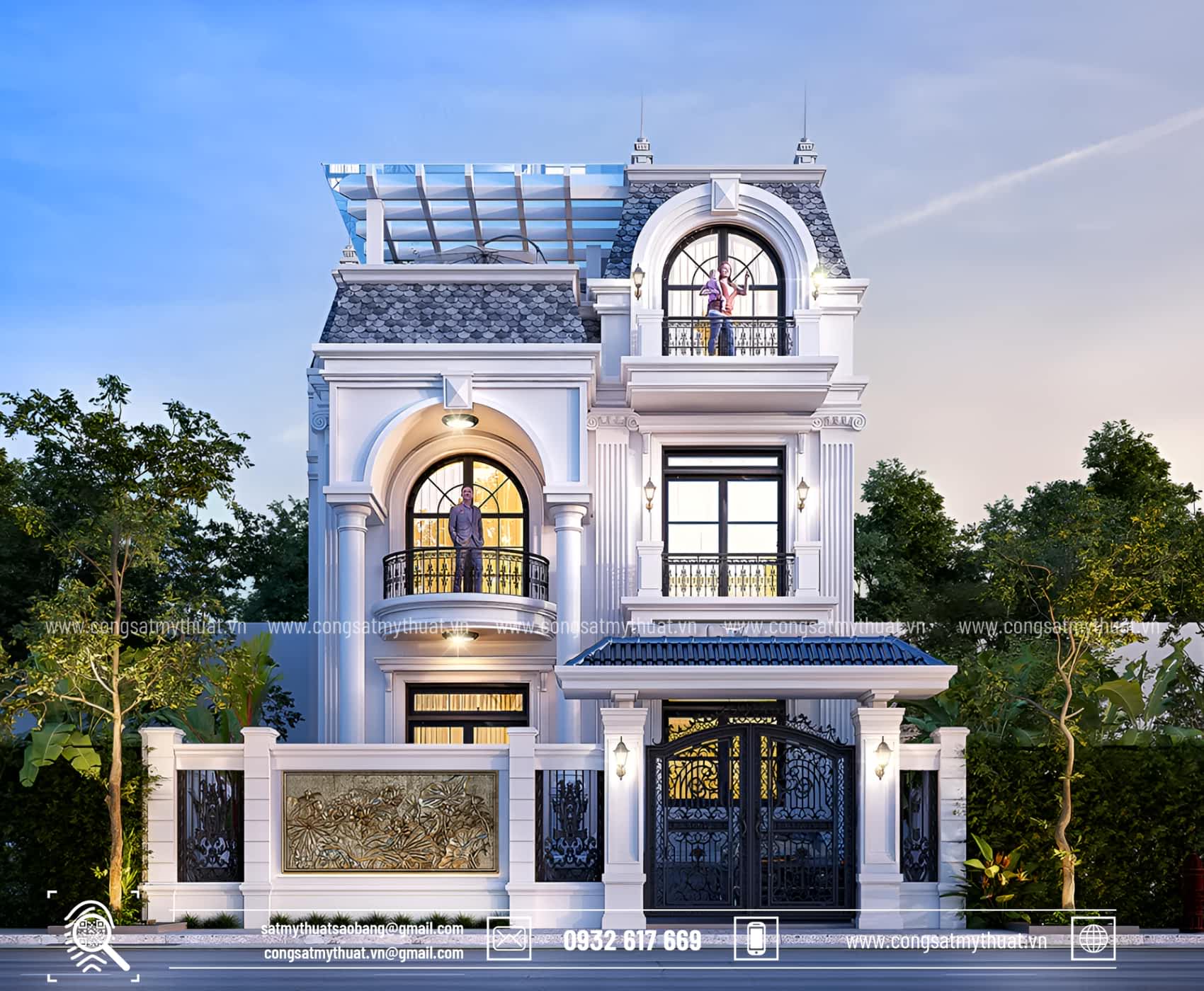102+ Mẫu biệt thự tân cổ điển 2 tầng 1 tỷ thời thượng nhất 2025 Biệt thự tân cổ điển 2 tầng phong cách châu Âu đẳng cấp