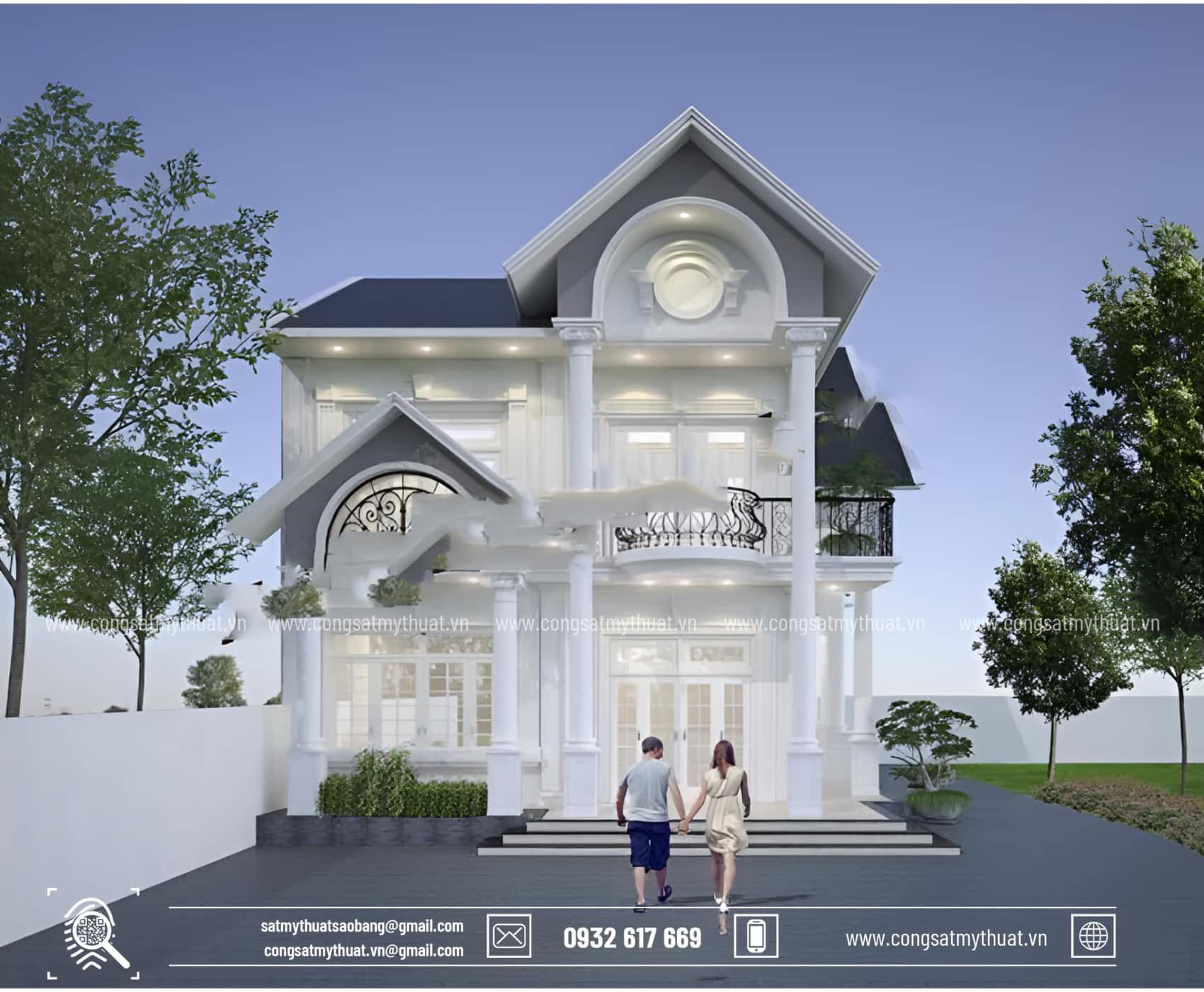 102+ Mẫu biệt thự tân cổ điển 2 tầng 1 tỷ thời thượng nhất 2025 Biệt thự tân cổ điển 2 tầng phong cách Pháp đẹp