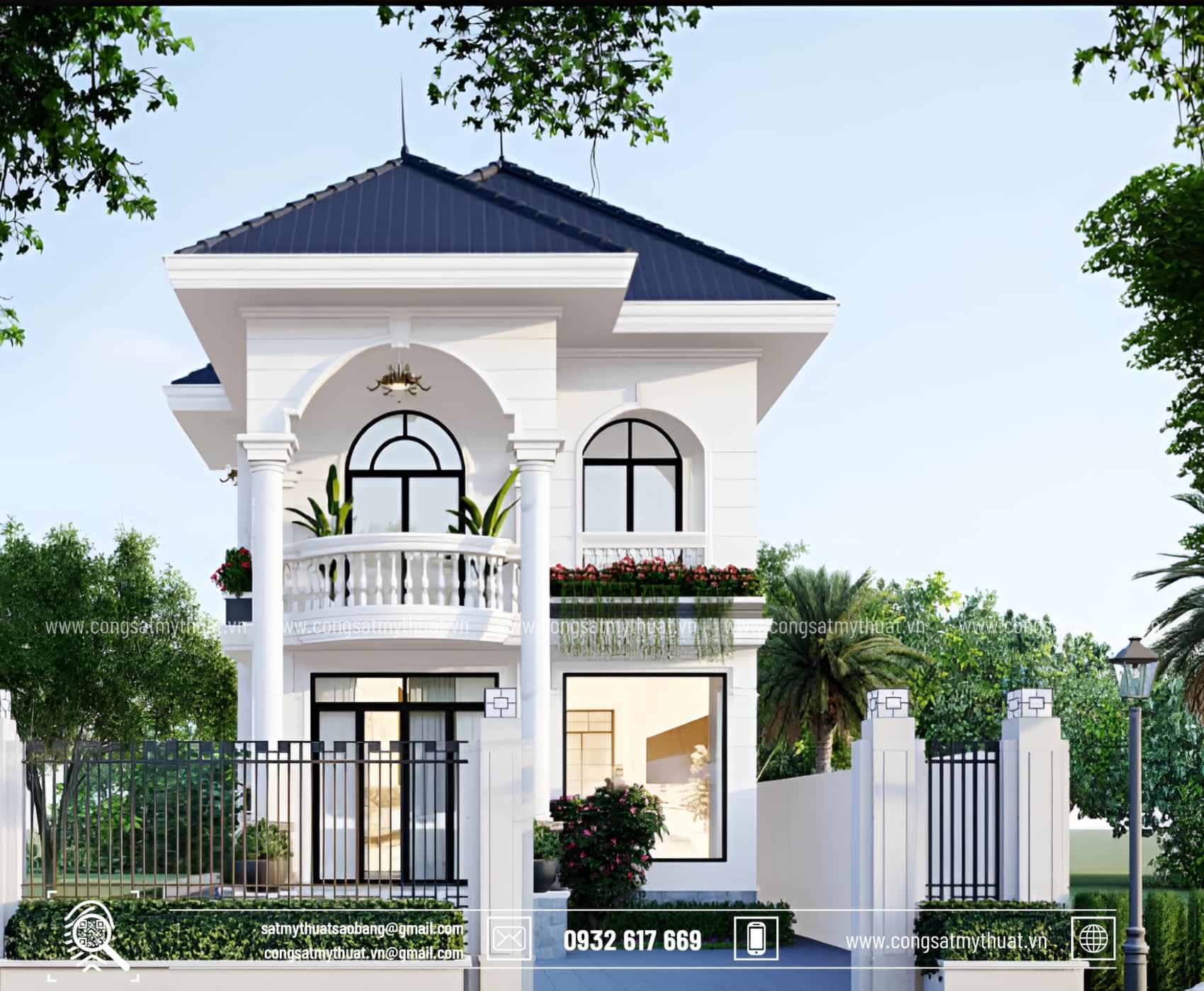 102+ Mẫu biệt thự tân cổ điển 2 tầng 1 tỷ thời thượng nhất 2025 Biệt thự tân cổ điển 2 tầng phong cách Pháp đơn giản