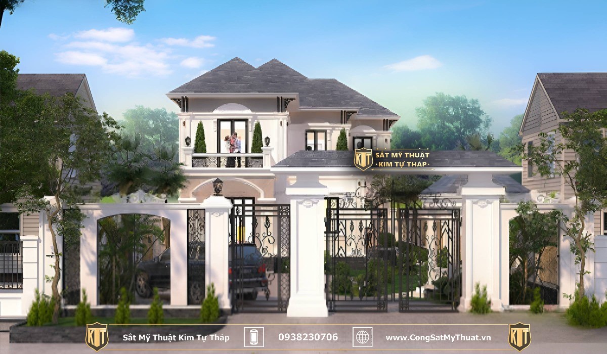 50+ Mẫu biệt thự 2 tầng kiểu Châu Âu được ưa chuộng nhất 2025 Biệt thự 2 tầng kiểu Châu Âu với sân vườn