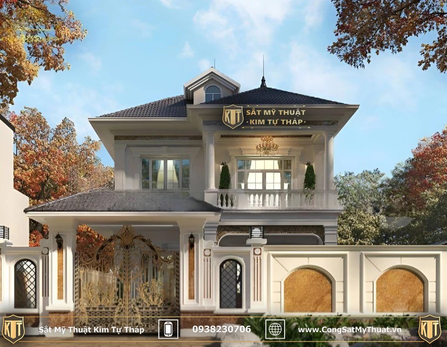 50+ Mẫu biệt thự 2 tầng kiểu Châu Âu được ưa chuộng nhất 2025 Biệt thự Châu Âu 2 tầng mái Thái đẹp