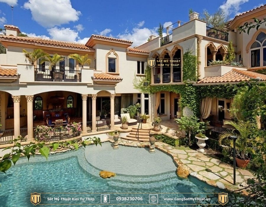 50+ Mẫu biệt thự 2 tầng kiểu Châu Âu được ưa chuộng nhất 2025 Biệt thự 2 tầng phong cách địa trung hải