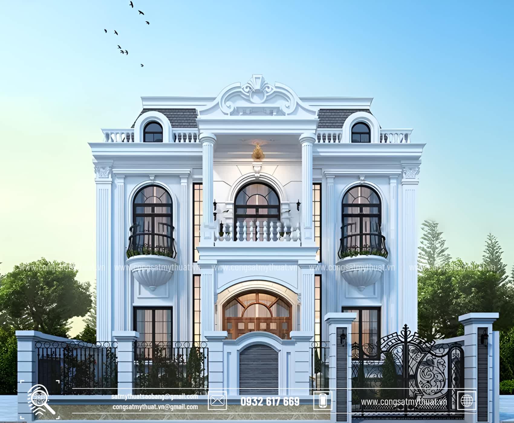 102+ Mẫu biệt thự tân cổ điển 2 tầng 1 tỷ thời thượng nhất 2025 Dự trù kinh phí xây dựng