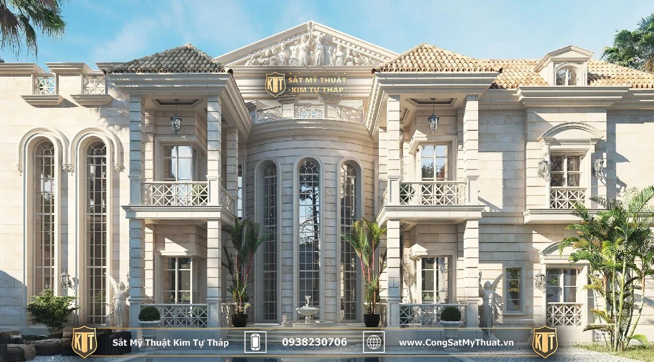 50+ Mẫu biệt thự 2 tầng kiểu Châu Âu được ưa chuộng nhất 2025 Biệt thự 2 tầng cổ điển phong cách Pháp Biệt thự 2 tầng cổ điển phong cách Pháp